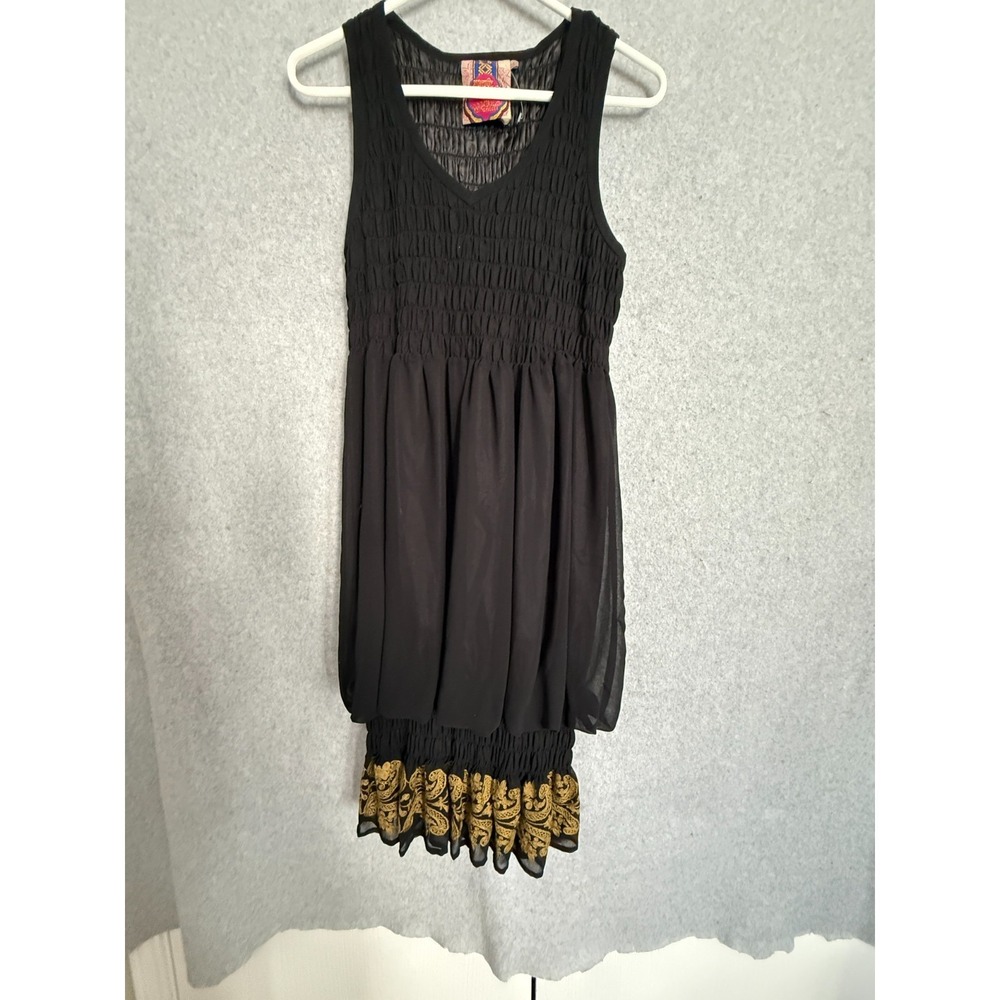 Twelve by Twelve Los Angeles Dress Women's Large Black Smocked Chiffon Gothic